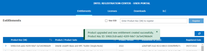 Intel registration center