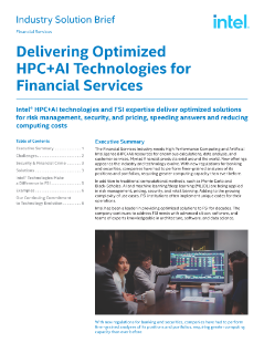 Delivering Optimized HPC+AI Technologies for Financial Services